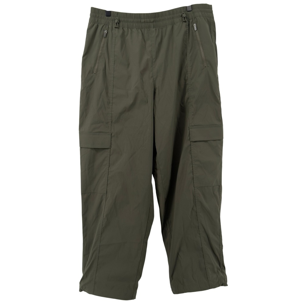 Athleta Cascade High Rise Cargo Poplin Pant Moss‎ Green Women XL Pockets Y2K